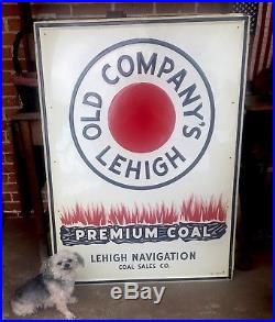 Vintage Original Embossed Metal Advertising Sign Old Company Lehigh Coal 4ft