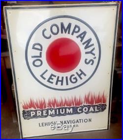 Vintage Original Embossed Metal Advertising Sign Old Company Lehigh Coal 4ft