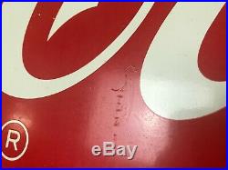 Vintage Original Enjoy Coca Cola Sign Authentic Large Metal Sign 36 x 24 AM 66