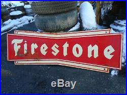Vintage Original Firestone Tire Bow Tie Metal Painted Sign 71 1/2x23 1/2 RARE