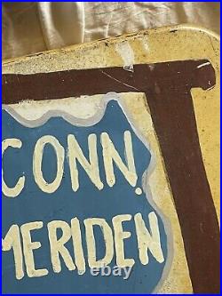 Vintage Original Folk Art Painted Sign 5th wheeler Camper Trailer Meriden CT