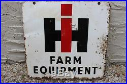 Vintage Original International Harvester Farm Equipment Metal Double Side Sign