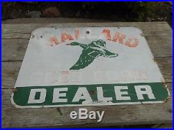 Vintage Original MALLARD Duck SEED CORN FARM FEED DEALER Metal Advertising SIGN