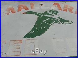 Vintage Original MALLARD Duck SEED CORN FARM FEED DEALER Metal Advertising SIGN