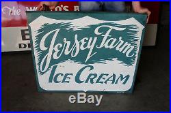 Vintage Original Metal Double Sided Advertising Jersey Farm Ice Cream Sign Nice