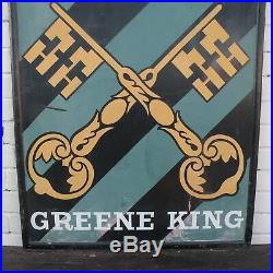 Vintage Original Metal Pub Sign Greene King Cross Keys c. 1950s
