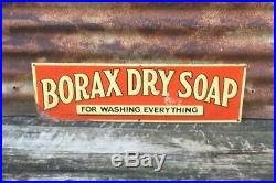 Vintage Original Metal Sign Borax Soap Antique Washing Laundry Decor 7x24 Inch
