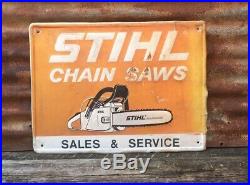 Vintage Original Metal Sign Stihl Chain Saw Chainsaw 18x24 Inch Grace Sign Alum