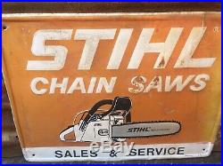 Vintage Original Metal Sign Stihl Chain Saw Chainsaw 18x24 Inch Grace Sign Alum