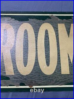 Vintage Original NOS ROOMS Tourist Tin Metal Sign