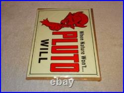 Vintage Original Nos When Nature Won't Pluto Water Will 1' Devil Soda Metal Sign