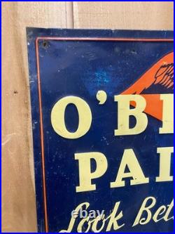 Vintage Original O'Brien Paints Embossed Metal Sign 23 1/2 x 17 1/2