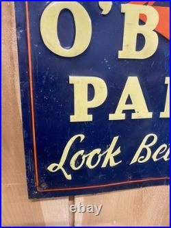 Vintage Original O'Brien Paints Embossed Metal Sign 23 1/2 x 17 1/2