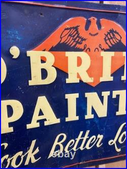 Vintage Original O'Brien Paints Embossed Metal Sign 23 1/2 x 17 1/2