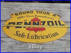 Vintage Original PENNZOIL MOTOR OIL SOUND YOUR Z OIL RACK Advertising Metal SIGN