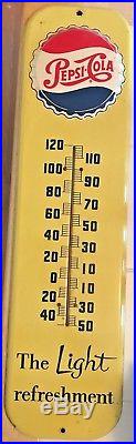 Vintage Original PEPSI COLA Metal Advertisement Sign with WORKING Thermometer