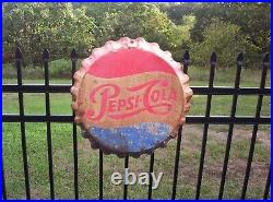 Vintage Original Pepsi Bottle Cap Metal Sign Stout Sign St Louis Mo Old Soda Adv