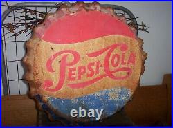 Vintage Original Pepsi Bottle Cap Metal Sign Stout Sign St Louis Mo Old Soda Adv