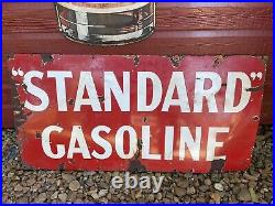 Vintage Original Porcelain Standard Gasoline Metal Sign Service Station Oil 1930