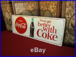 Vintage Original RARE 1950's Coca Cola 32 Metal Sign VERY STRONG GRAPHICS