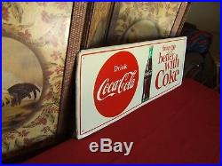 Vintage Original RARE 1950's Coca Cola 32 Metal Sign VERY STRONG GRAPHICS