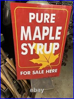 Vintage Original Sugaring Pure Maple Syrup For Sale Here Vermont VT Metal Sign