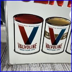 Vintage Original VALVOLINE Motor Oil Center Embossed Metal Sign, 24 X 18