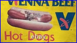 Vintage Original Vienna Beef Hot Dogs Metal Food Advertising Sign 35 x 23