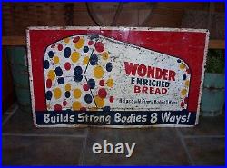 Vintage Original WONDER BREAD 30 Metal Sign Old Bakery GeneralStore Advertising
