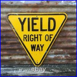 Vintage Original Yield Sign Embossed Metal Highway Road Sign Old Street Sign