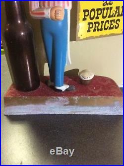 Vintage PABST BLUE RIBBON BEER Bartender Waiter Metal Bar Display Sign