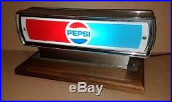 Vintage PEPSI-COLA Soda Fountain Machine Lighted Topper Light Sign Metal / Plast