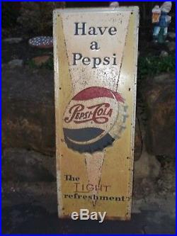 Vintage PEPSI Original Have a Pepsi Pepsi-Cola METAL SIGN 4' Tall RUSTY GOLD