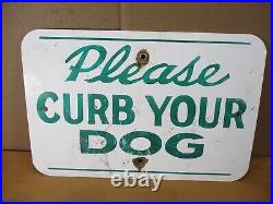 Vintage PLEASE CURB YOUR DOG Aluminum Chicago Park Sign RETIRED 18 x 12