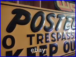 Vintage POSTED NO TRESPASSING KEEP OUT Heavily Embossed Metal Sign