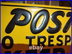 Vintage POSTED NO TRESPASSING KEEP OUT Heavily Embossed Metal Sign