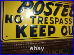 Vintage POSTED NO TRESPASSING KEEP OUT Heavily Embossed Metal Sign