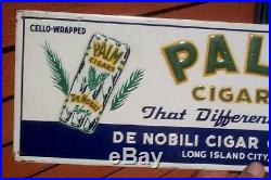 Vintage Palm Tobacco Metal Cigar Sign Pipe Cigarette Tin Can Graphic Near Mint