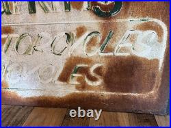 Vintage Parking Motorcycles Bicycles Metal Sign Original Rustic Industrial Decor