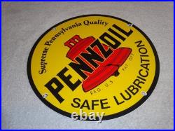 Vintage Pennzoil Supreme Pennsylvania Lubrication Gas & Oil Porcelain Metal Sign