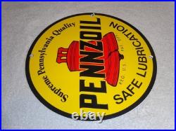 Vintage Pennzoil Supreme Pennsylvania Lubrication Gas & Oil Porcelain Metal Sign
