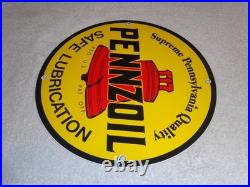 Vintage Pennzoil Supreme Pennsylvania Lubrication Gas & Oil Porcelain Metal Sign