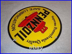 Vintage Pennzoil Supreme Pennsylvania Lubrication Gas & Oil Porcelain Metal Sign