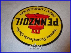 Vintage Pennzoil Supreme Pennsylvania Lubrication Gas & Oil Porcelain Metal Sign