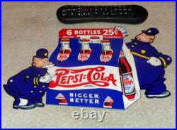 Vintage Pepsi Cola 6 Bottles + Police Policeman 12 Metal Soda Gasoline Oil Sign