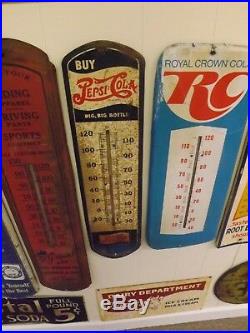 Vintage Pepsi-Cola Double Dot Metal Thermometer Sign SODA COLA GAS OIL