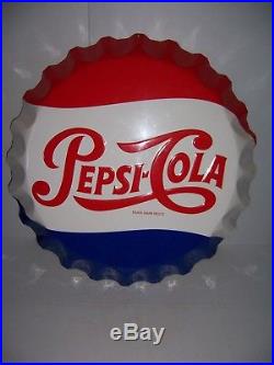 Vintage Pepsi Cola Soda Pop Bottle Cap 27 Embossed Metal Sign By Stout