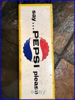Vintage Pepsi Metal Door Push Sign Say Pepsi Please