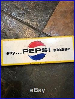 Vintage Pepsi Metal Door Push Sign Say Pepsi Please