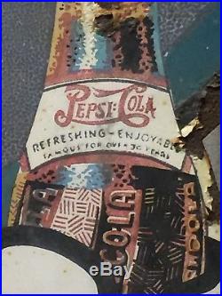 Vintage Pepsi Pete Crossing Guard Metal Sign Circa 1940's